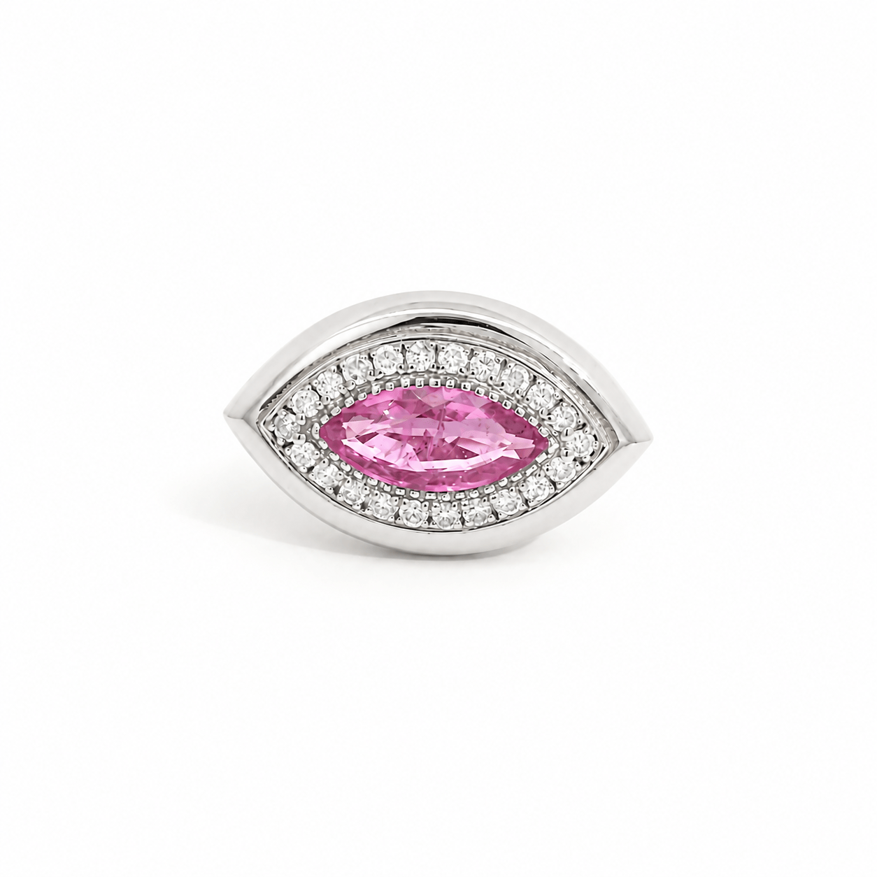 Rings 6 / white gold / 14K 14K & 18K Gold Marquise Pink Sapphire And Diamond Ring