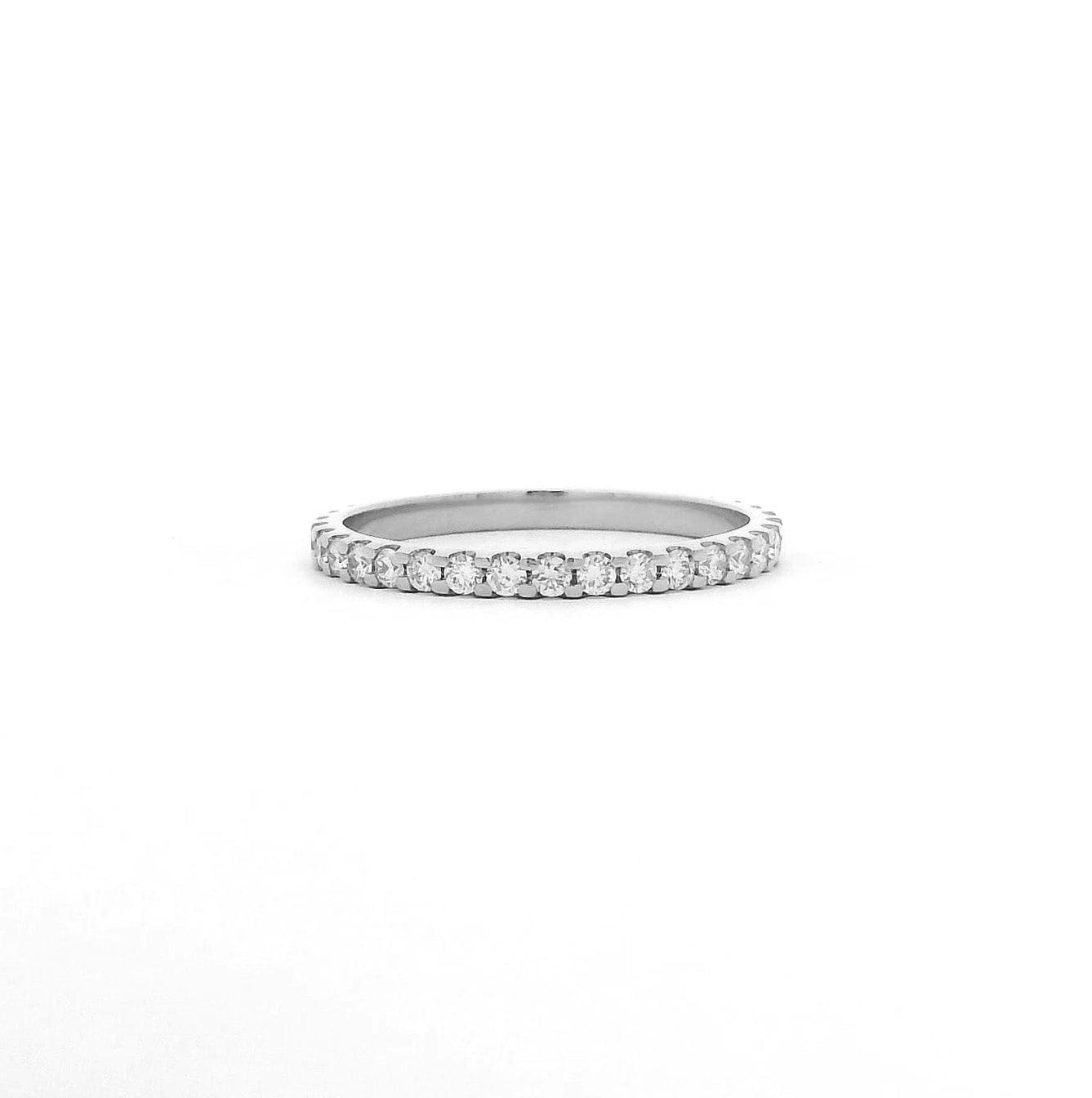 Rings 6 / White Gold / 14K 14K & 18K Gold Mini Round Diamond Eternity Ring, Lab Grown