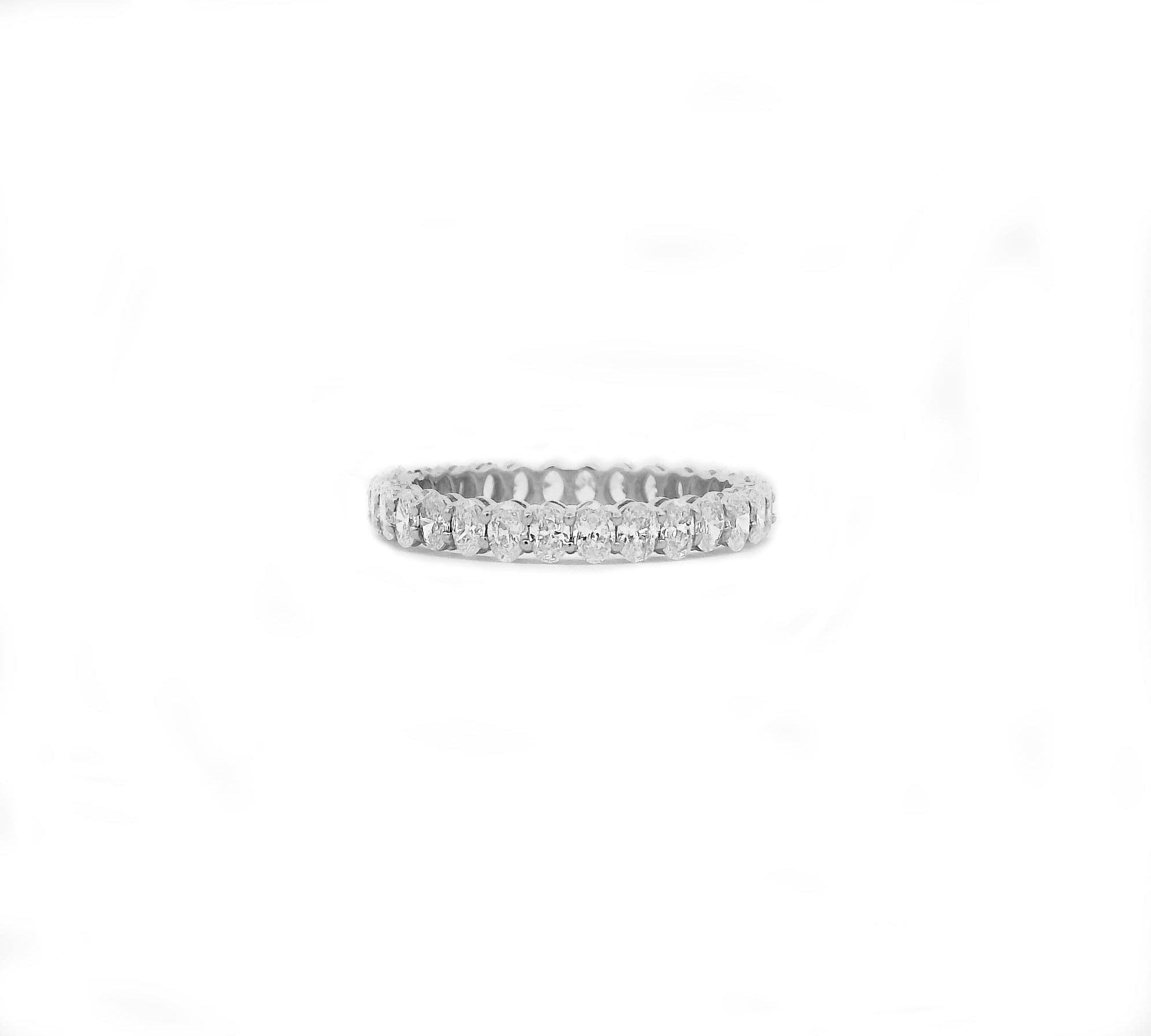 Rings 6 / White Gold / 14K 14K & 18K Gold Oval Diamond Eternity Ring, Lab Grown, 1.7 cts
