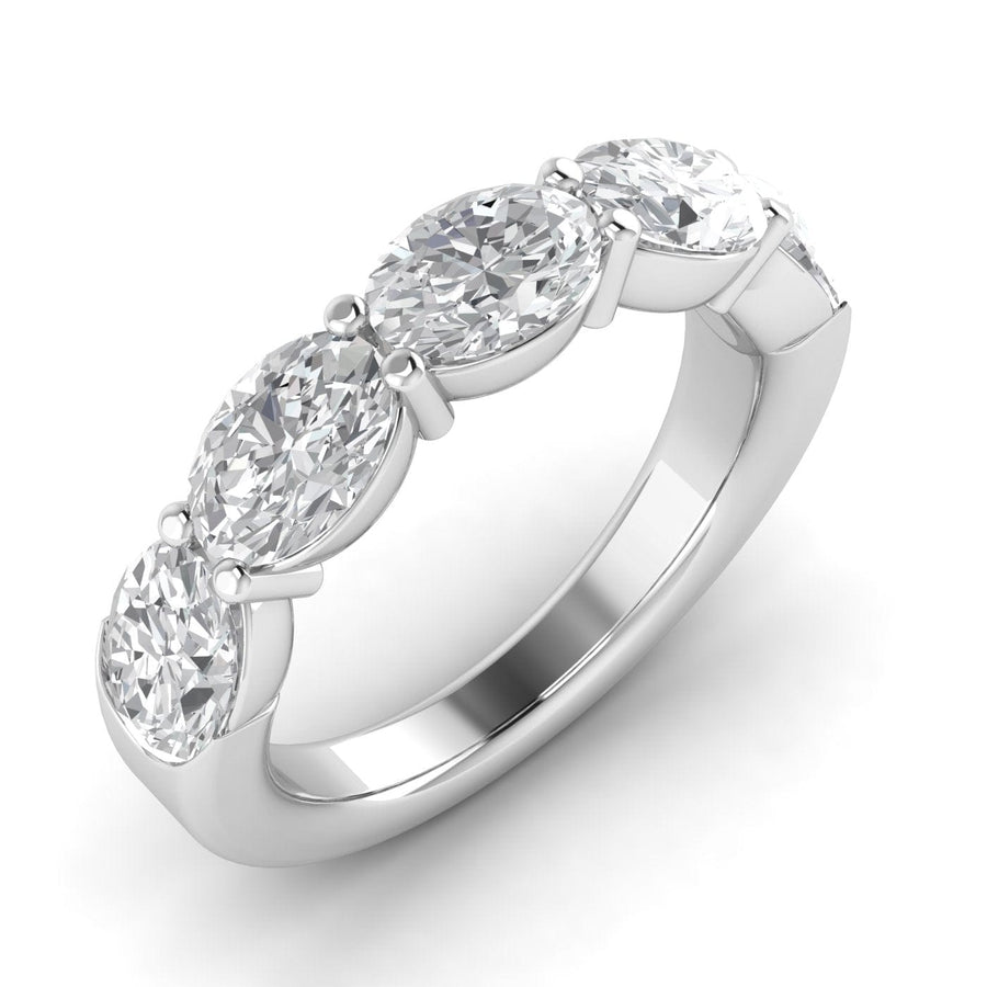 Rings 6 / White Gold / 14K 14K & 18K Gold Oval East West Diamond Eternity Ring, Lab Grown