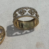 Rings 6 / White Gold / 14K 14K Solid Gold Thick Band with Antique Diamond Ring