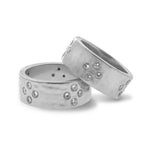 Rings 6 / White Gold / 14K 14K Solid Gold Thick Band with Diamonds Signature Ring
