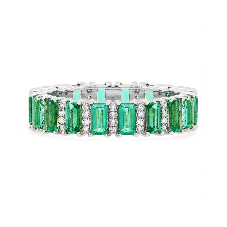 Rings 6 / White Gold 14K & 18K Gold Emerald and Diamond Eternity Band