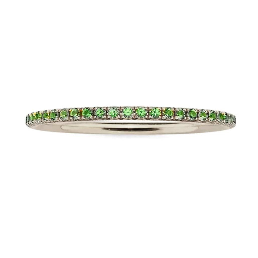 Rings 6 / White Gold 14K Gold and Emerald Color Tsavorite Eternity Stacking Rings