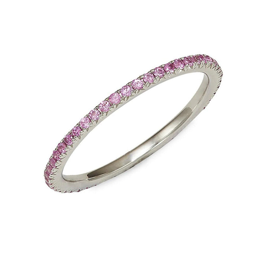 Rings 6 / White Gold 14K Gold and Pink Sapphire Eternity Stacking Rings