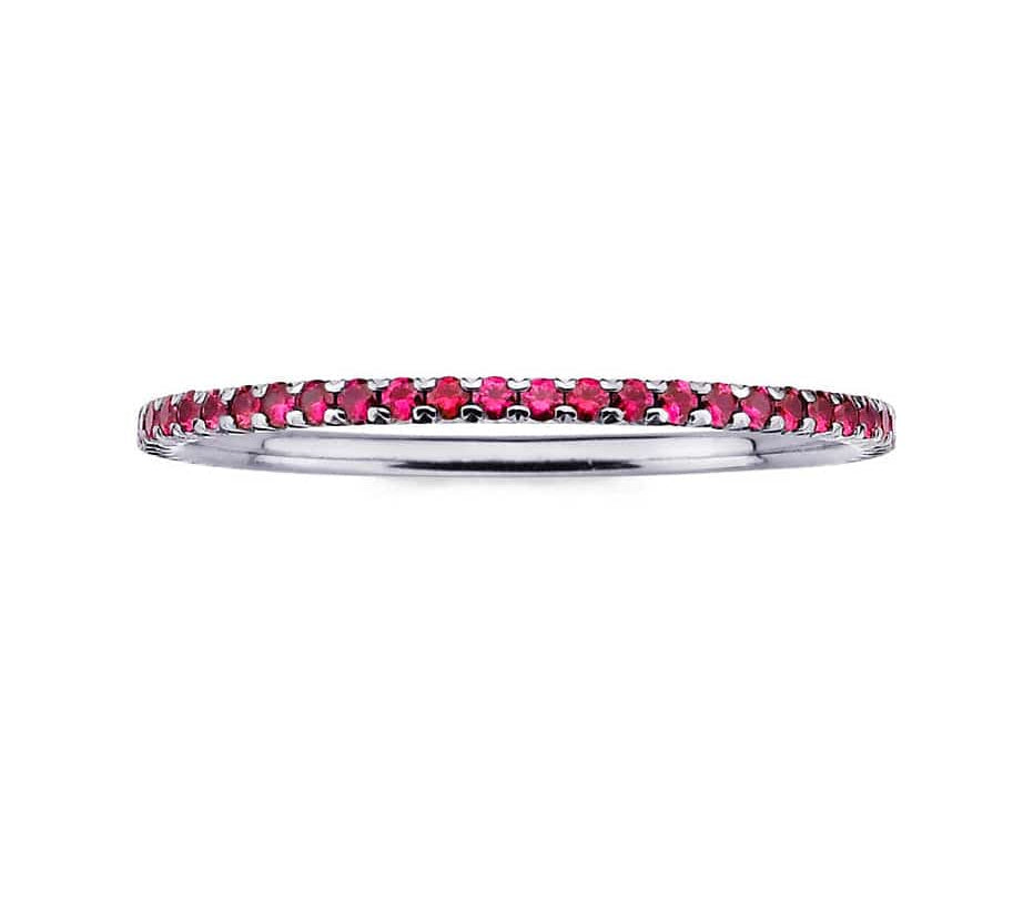 Rings 6 / White Gold 14K Gold and Red Ruby Eternity Stacking Rings