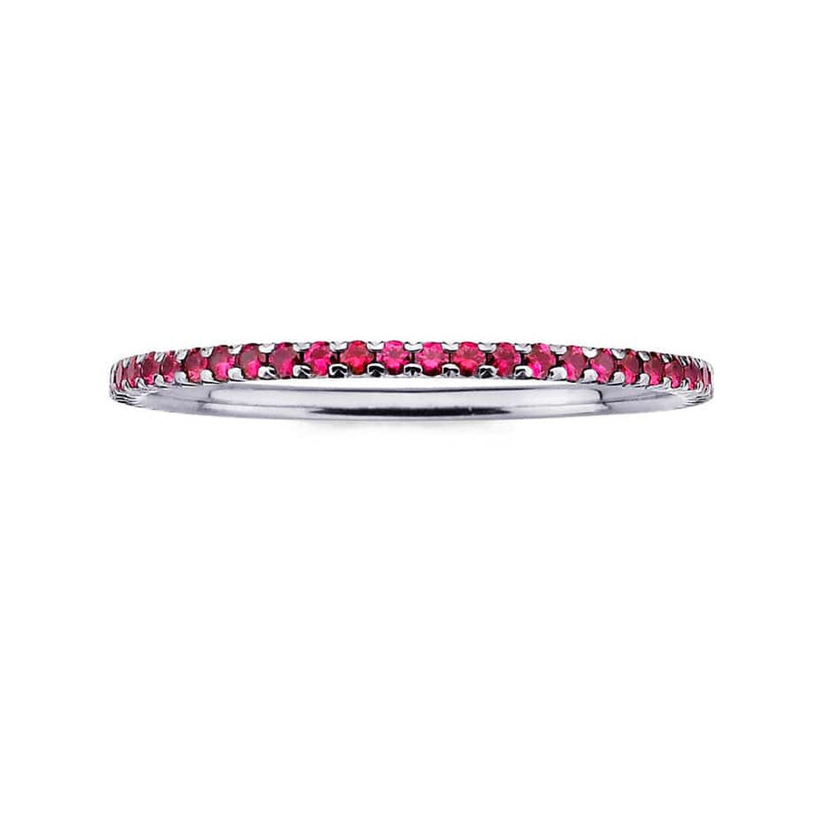 Rings 6 / White Gold 14K Gold and Red Ruby Eternity Stacking Rings