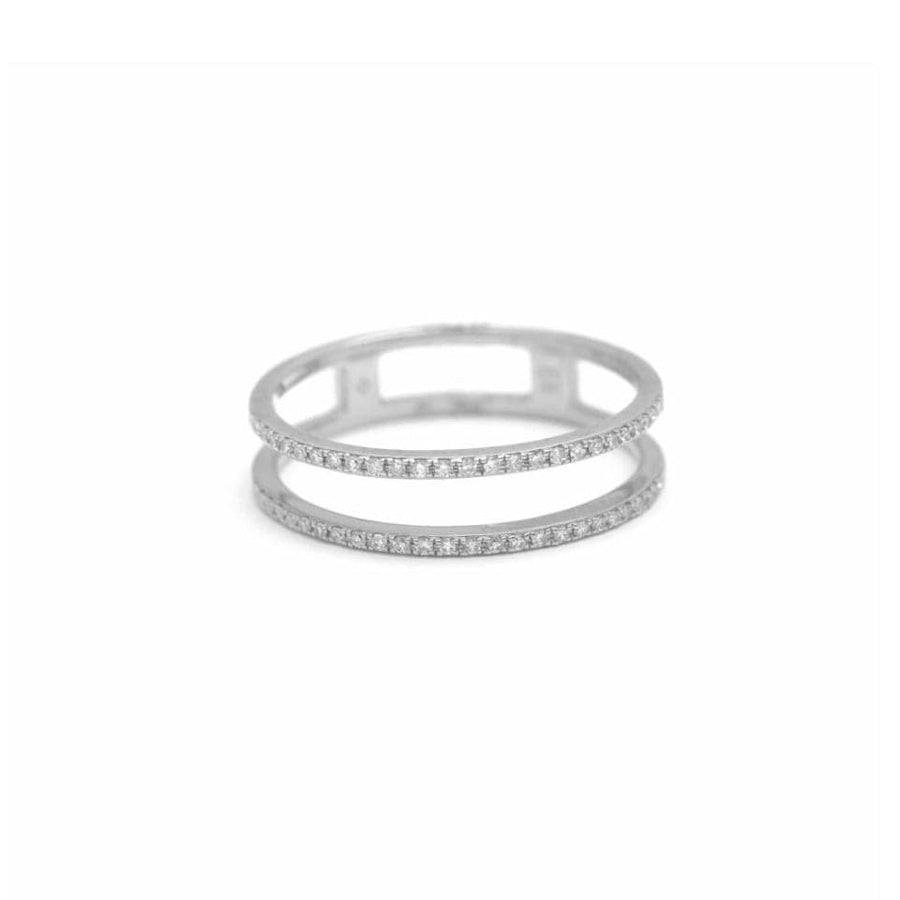 Rings 6 / White Gold 14K Gold Double Micro-Pave Band Rings