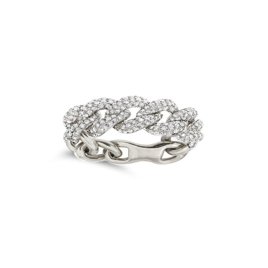 Rings 6 / White Gold 14K Gold Medium Cuban Chain Micro-Pave Diamond Ring