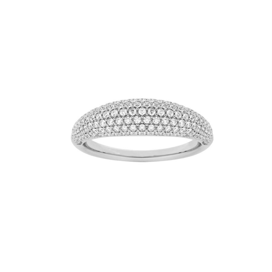 Rings 6 / White Gold 14K Gold Small Micro-Pave Diamond Dome Ring