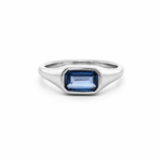 Rings 6 / White Gold / 18K 18K Gold  East West Blue Sapphire Baby Dome Ring