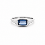 Rings 6 / White Gold / 18K 18K Gold  East West Blue Sapphire Baby Dome Ring