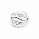 Rings 6 / White Gold 18K Gold Diamond Dome Diamond Wave Ring