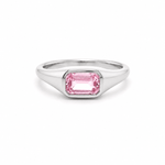 Rings 6 / White Gold 18K Gold East West Pink Sapphire Baby Dome Ring