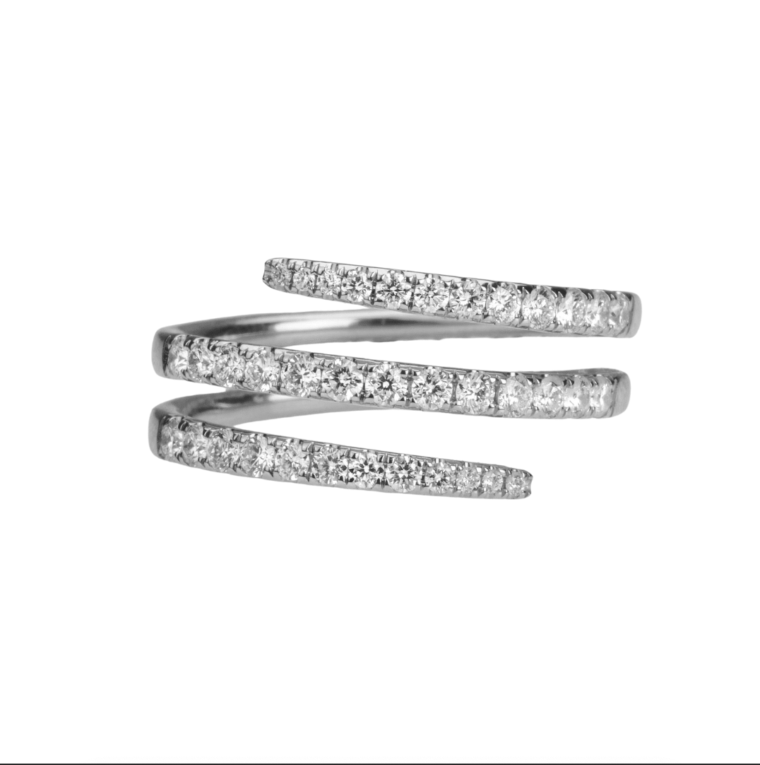 Rings 6" / White Gold 18K Gold Stretch Gold and Diamond Wrap Around Ring