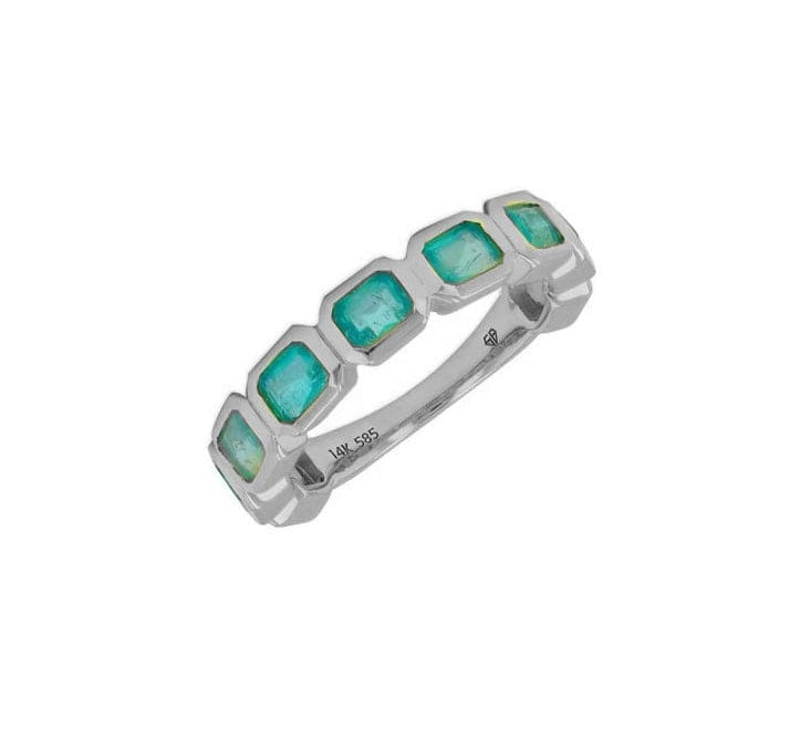 Rings 6 / White Gold Emerald Bezel Sideways Set Eternity Ring