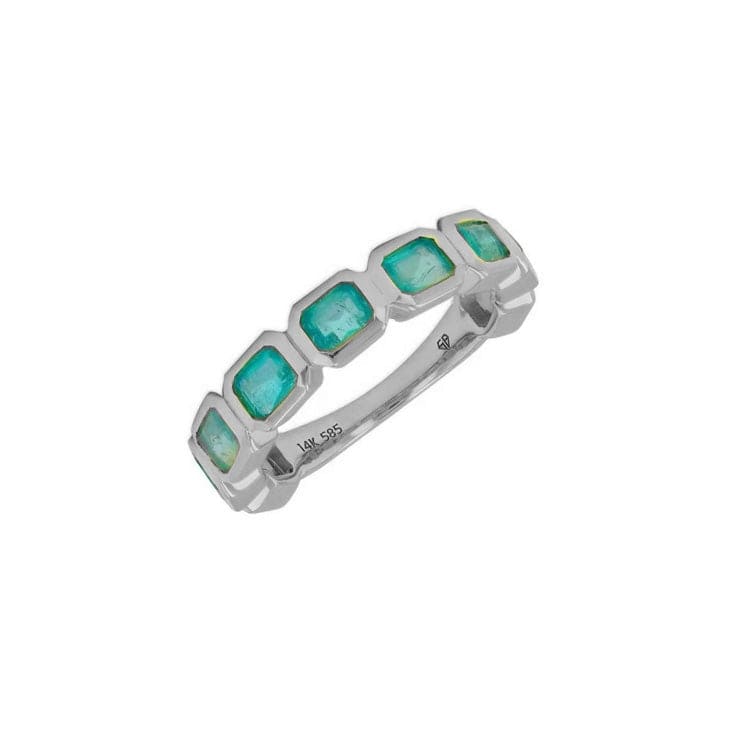 Rings 6 / White Gold Emerald Bezel Sideways Set Eternity Ring
