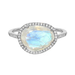Rings 6 / White Gold Moonstone and Diamond Ring