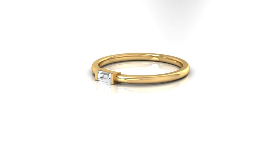 Rings 6 / Yellow Gold / 14K 14K & 18K Gold Band with Single Diamond, Lab Grown
