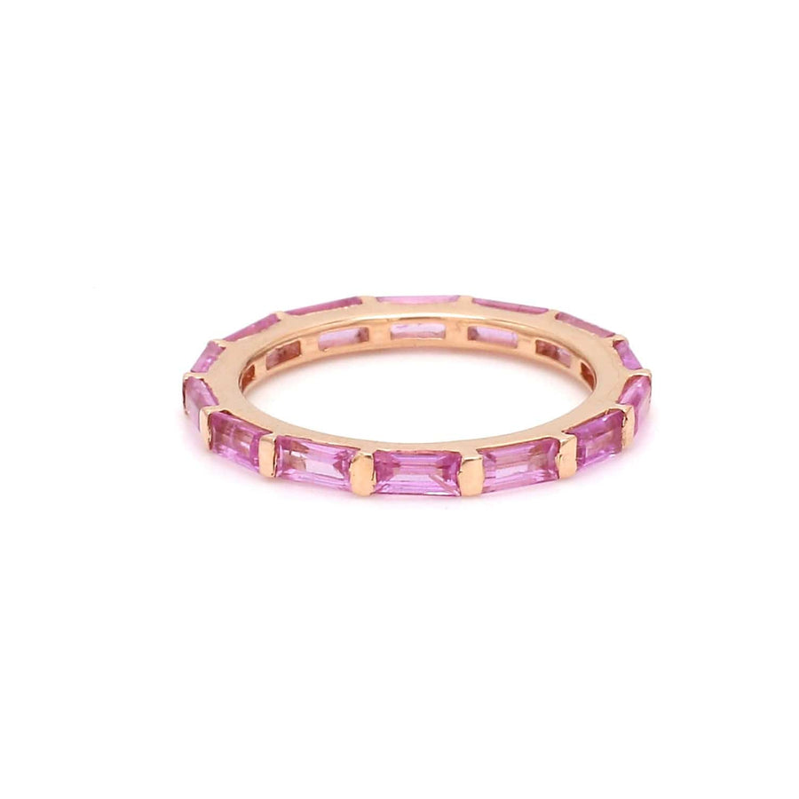 Rings 6 / Yellow Gold / 14K 14K & 18K Gold East West Pink Sapphire Eternity Ring