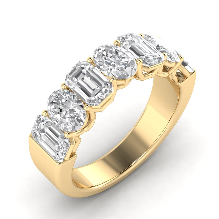 Rings 6 / Yellow Gold / 14K 14K & 18K Gold Emerald and Oval Diamond Eternity Ring, Lab Grown