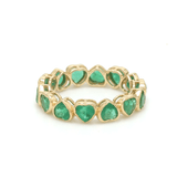 Rings 6 / Yellow Gold / 14K 14K & 18K Gold Emerald Heart Eternity Band, Bezel Set