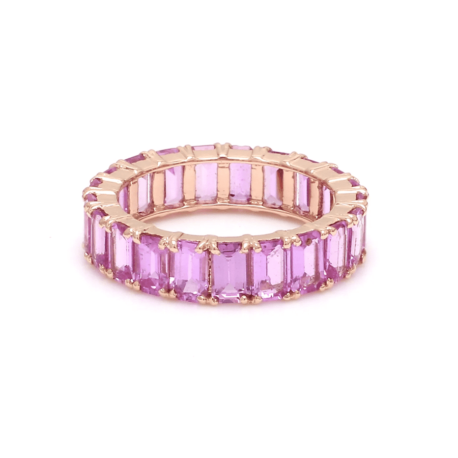Rings 6 / Yellow Gold / 14K 14K & 18K Gold Pink Sapphire Eternity Band