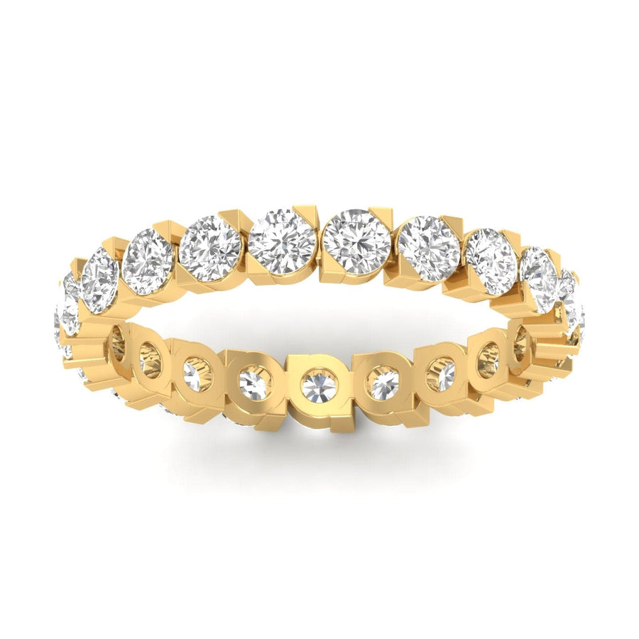 Rings 6 / Yellow Gold / 14K 14K & 18K Gold Round Diamond Eternity Ring, Eye Setting, Lab Grown