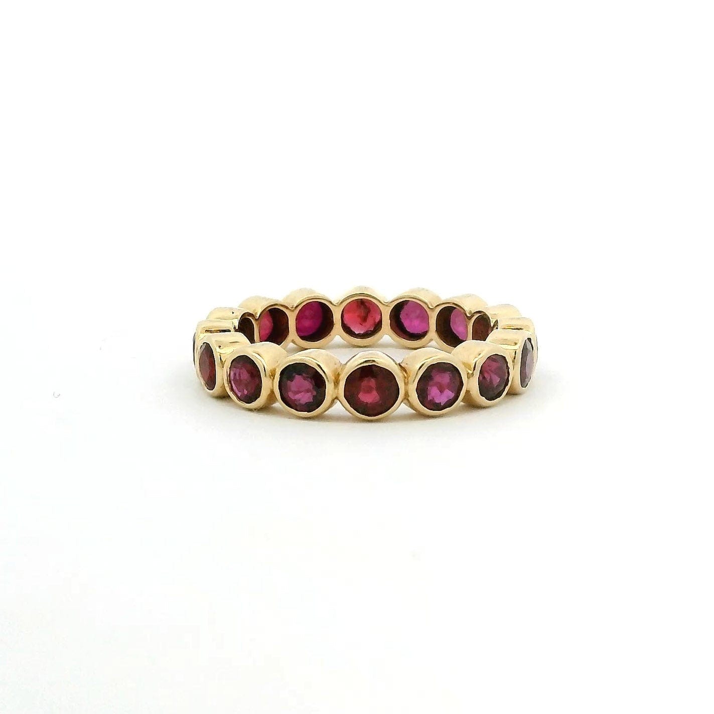 Rings 6 / Yellow Gold / 14K 14K & 18K Gold Ruby Sapphire Round Bezel Set Eternity Band