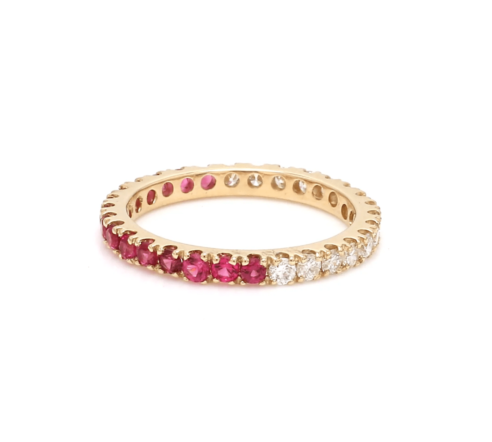 Rings 6 / Yellow Gold / 14K 14K & 18K Ombre Ruby & Diamond Eternity Ring