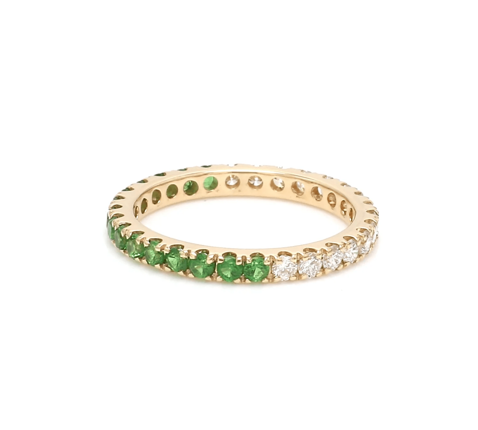 Rings 6 / Yellow Gold / 14K 14K & 18K Ombre Tsavorite & Diamond Eternity Ring