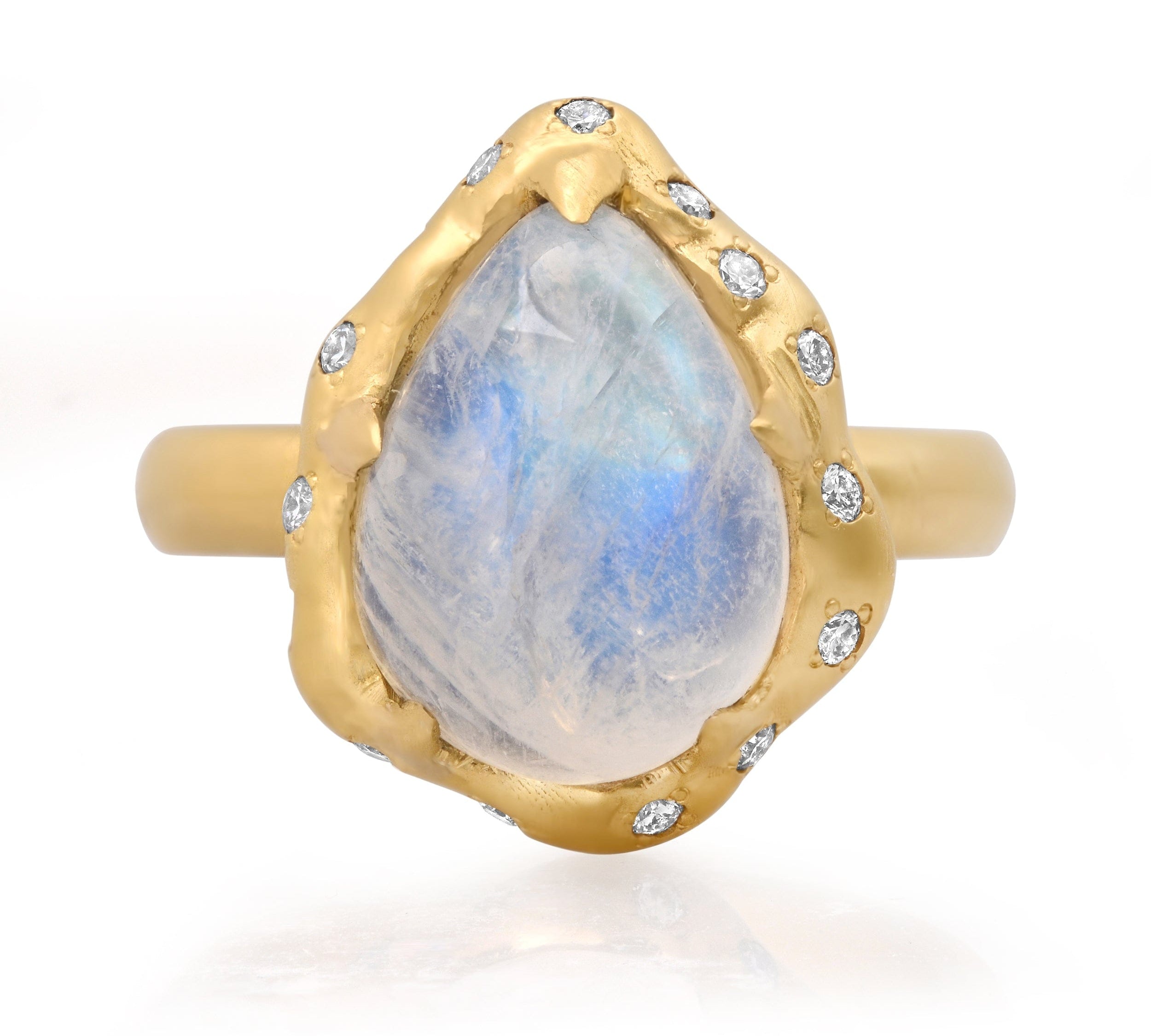 Rings 6 / Yellow Gold / 14K 14K & 18K Pear Moonstone and Diamond Ring