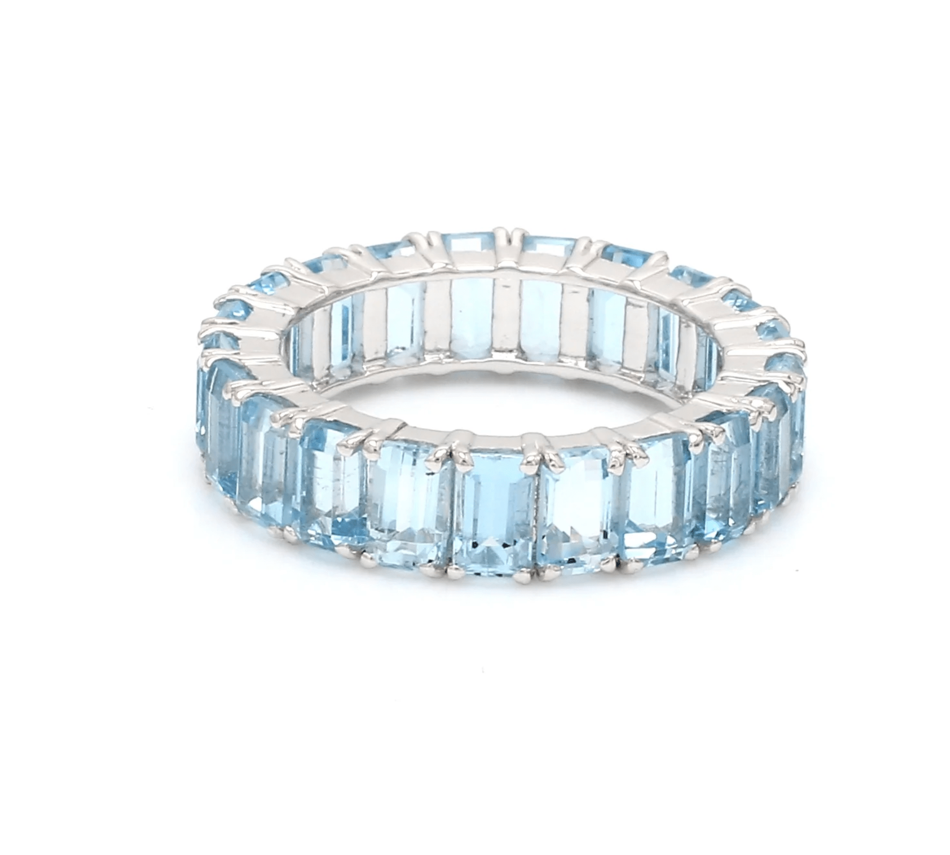 Rings 6 / Yellow Gold / 14K 14K or 18K Gold Aquamarine Eternity Band