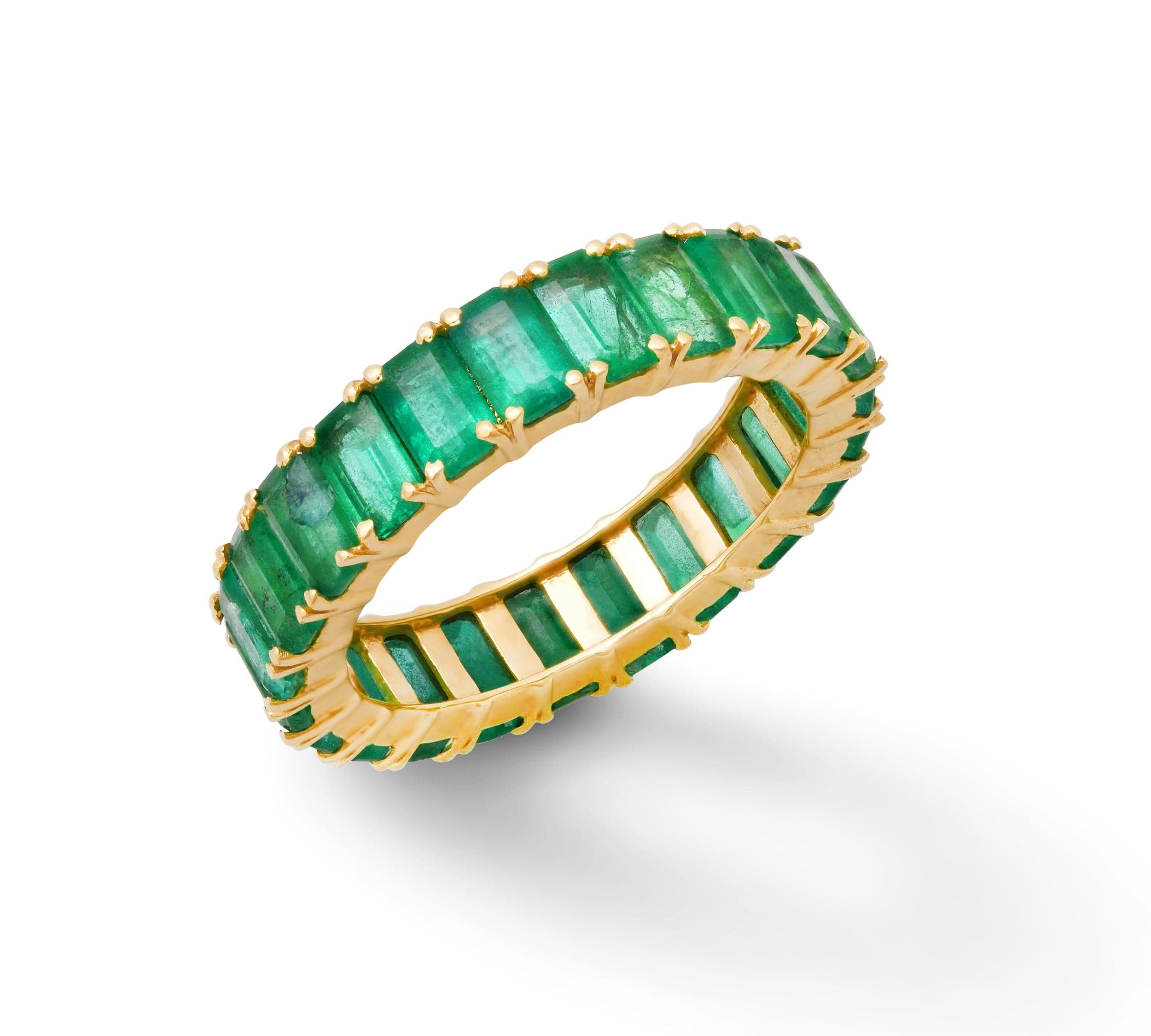 Rings 6 / Yellow Gold / 14K 14K or 18K Gold Emerald Eternity Band