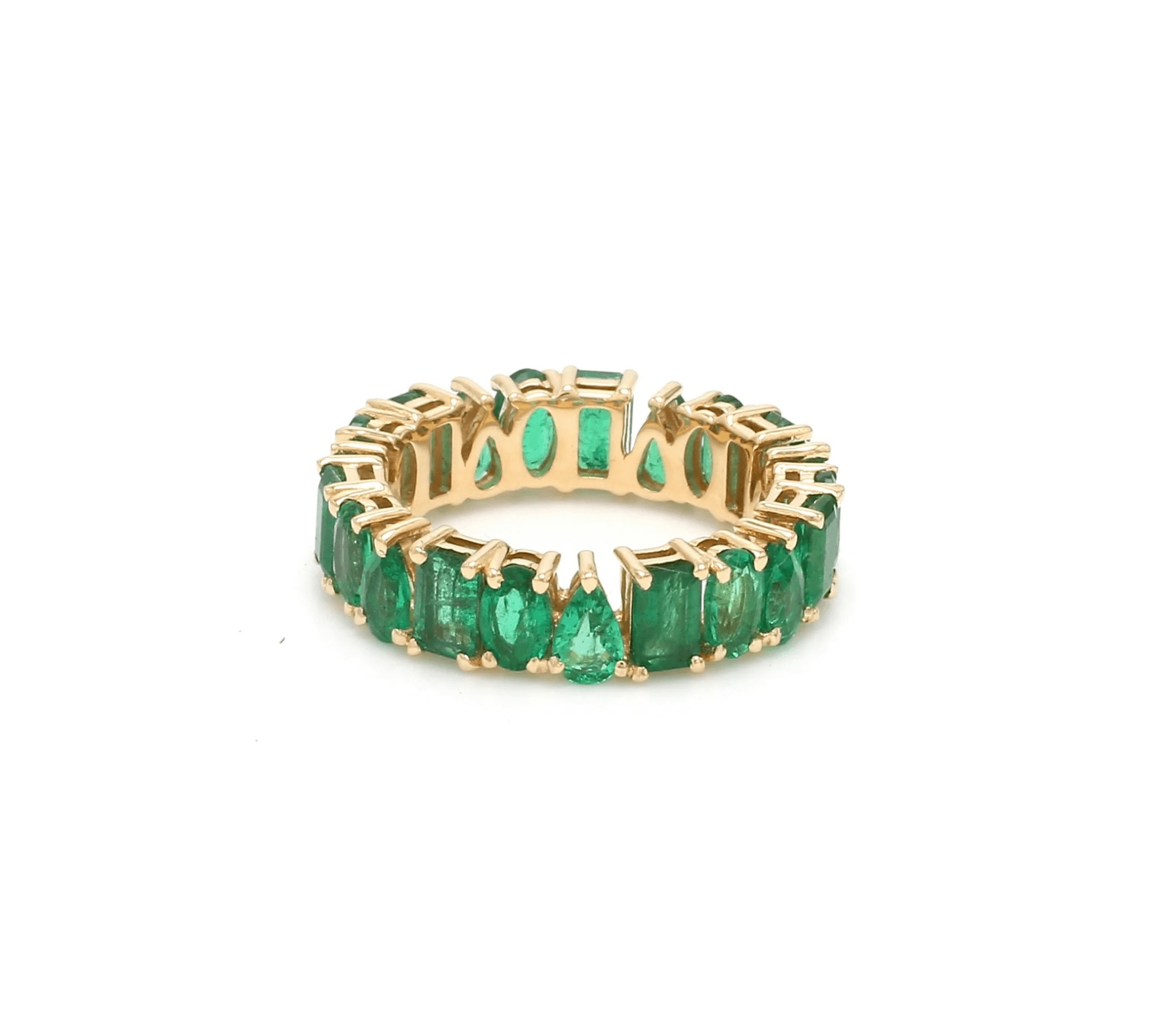 Rings 6 / Yellow Gold / 14K 14K or 18K Gold Emerald Multi-shape Eternity Band