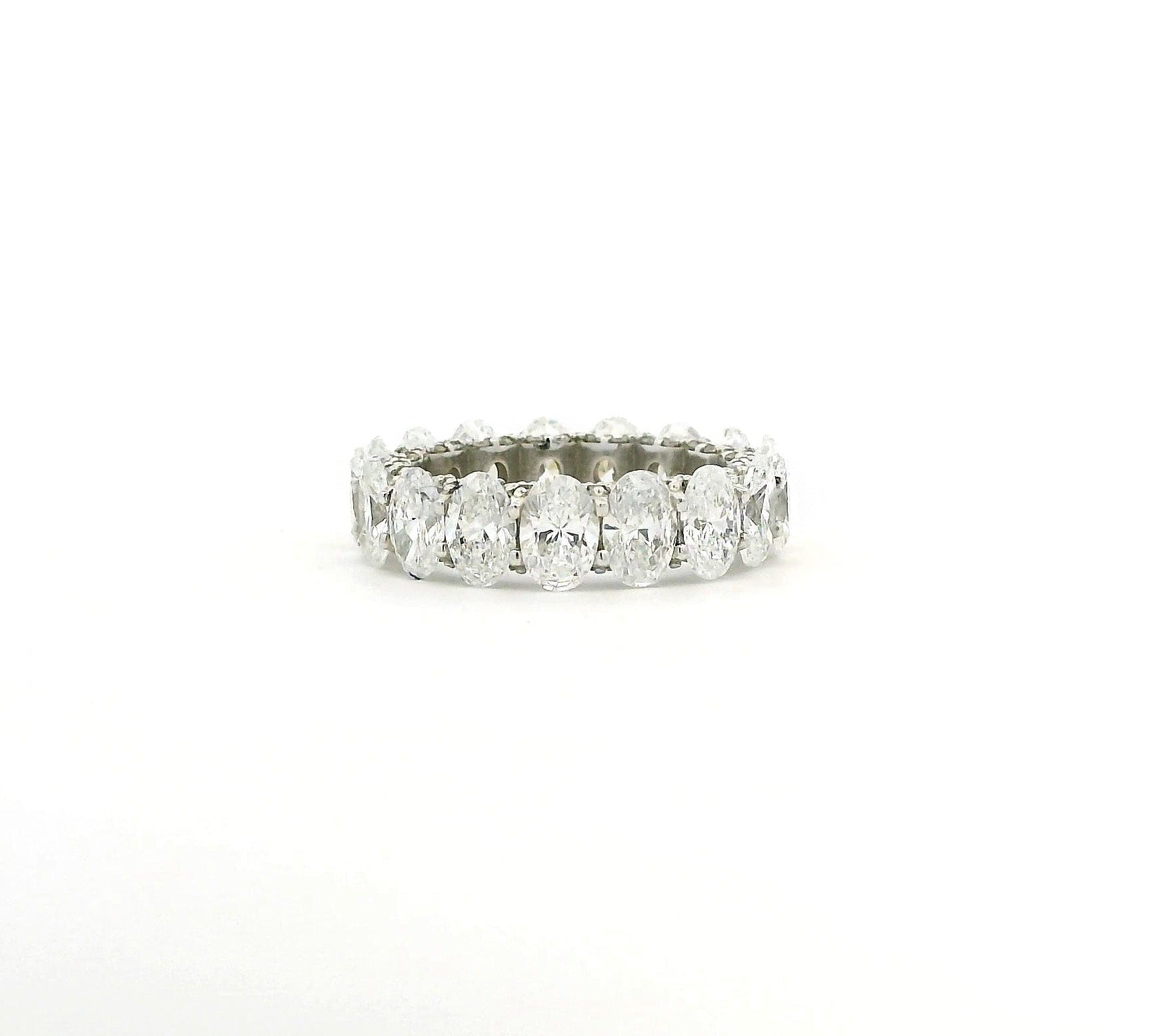 Rings 6 / Yellow Gold / 14K 14K or 18K Gold Oval Diamond and Pave Diamond Eternity Band, Lab Grown
