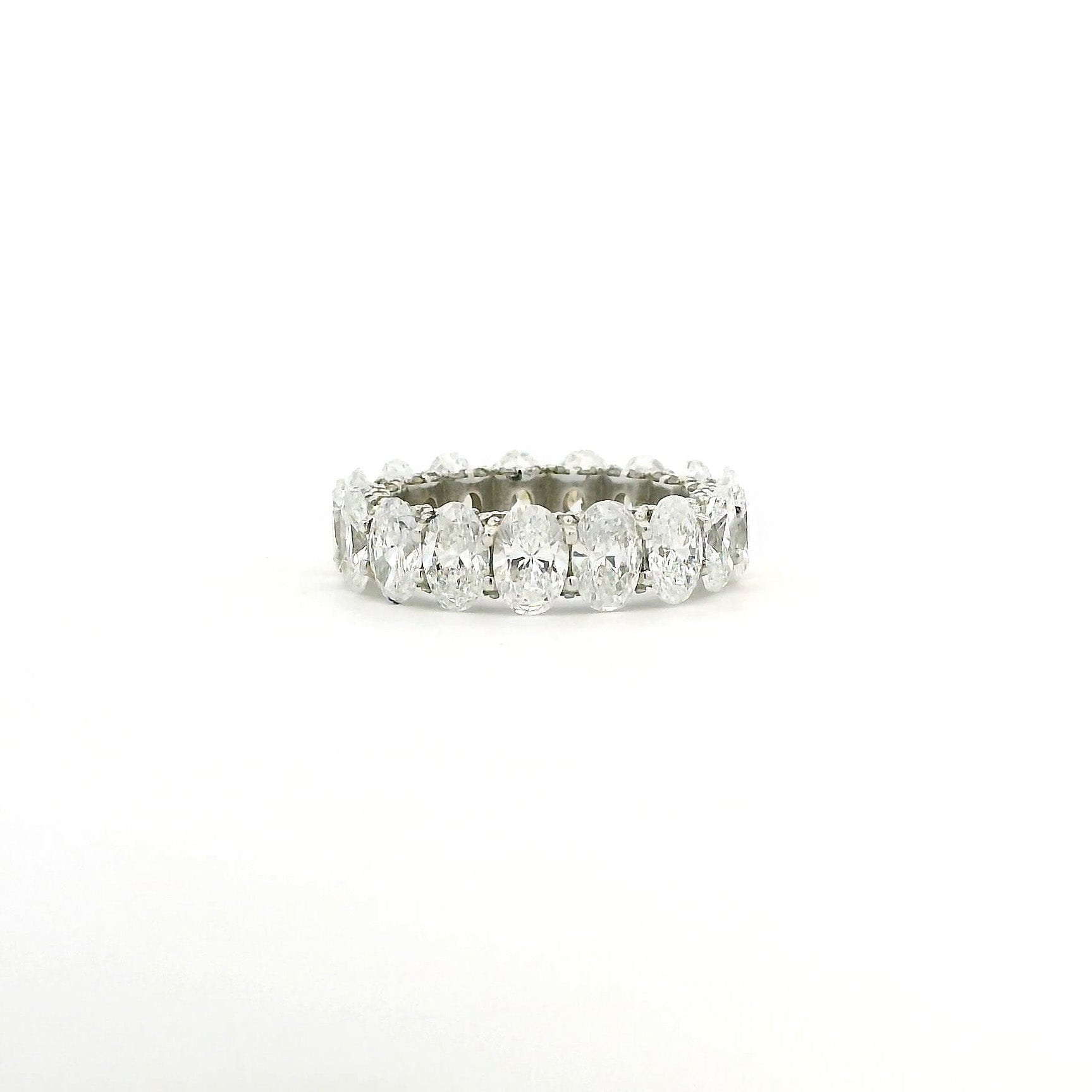 Rings 6 / Yellow Gold / 14K 14K or 18K Gold Oval Diamond and Pave Diamond Eternity Band, Lab Grown