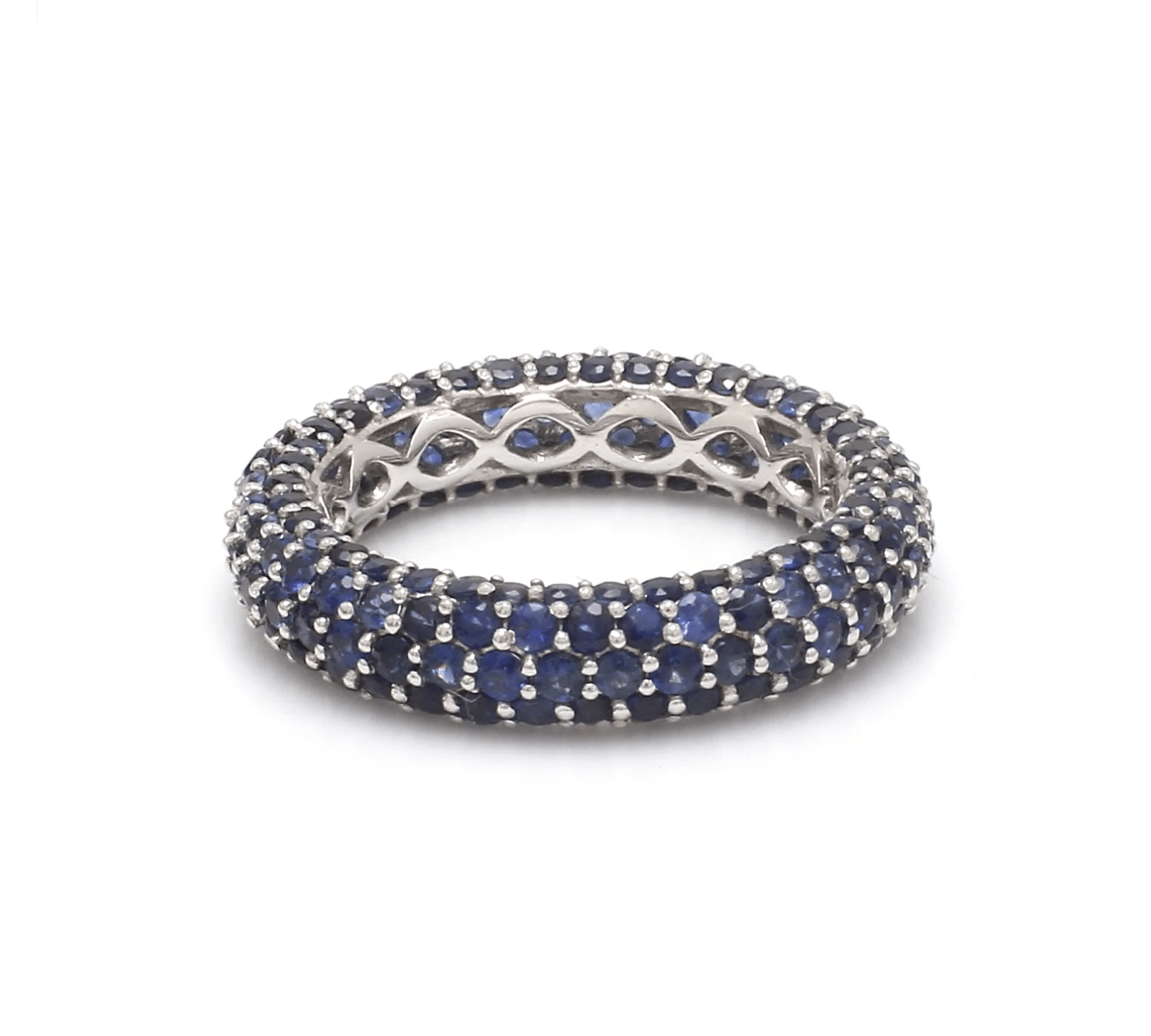 Rings 6 / Yellow Gold / 14K 14K or 18K Gold Pave Blue Sapphire Eternity Band