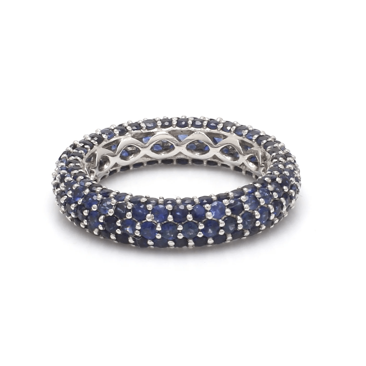 Rings 6 / Yellow Gold / 14K 14K or 18K Gold Pave Blue Sapphire Eternity Band