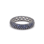 Rings 6 / Yellow Gold / 14K 14K or 18K Gold Pave Blue Sapphire Eternity Band