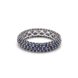 Rings 6 / Yellow Gold / 14K 14K or 18K Gold Pave Blue Sapphire Eternity Band