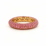 Rings 6 / Yellow Gold / 14K 14K or 18K Gold Pave Deep Pink Sapphire Inside Outside Dome Eternity Band