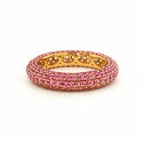 Rings 6 / Yellow Gold / 14K 14K or 18K Gold Pave Deep Pink Sapphire Inside Outside Dome Eternity Band