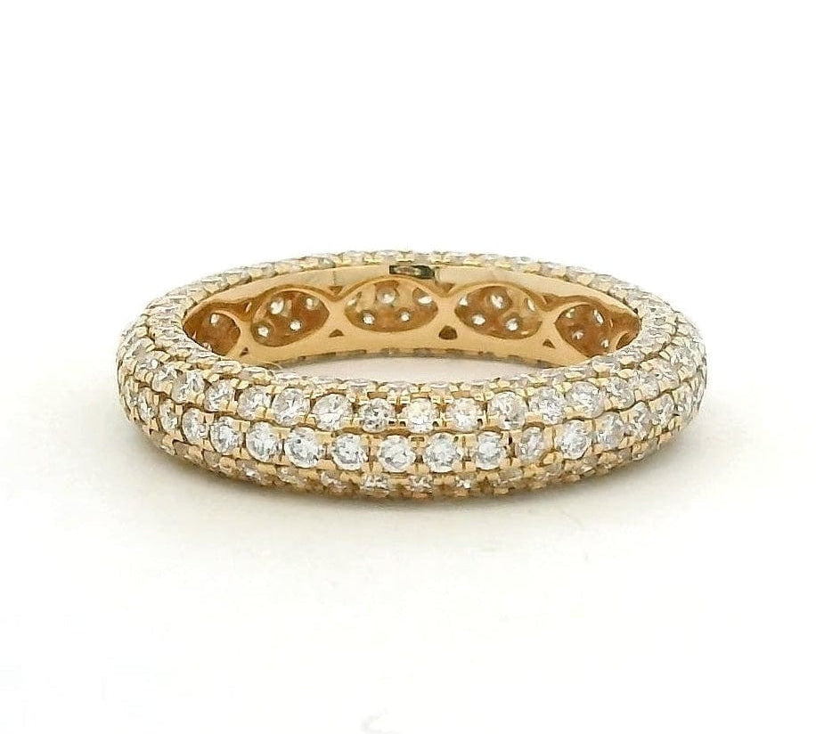 Rings 6 / Yellow Gold / 14K 14K or 18K Gold Pave Diamond Inside Outside Eternity Band, Lab Grown