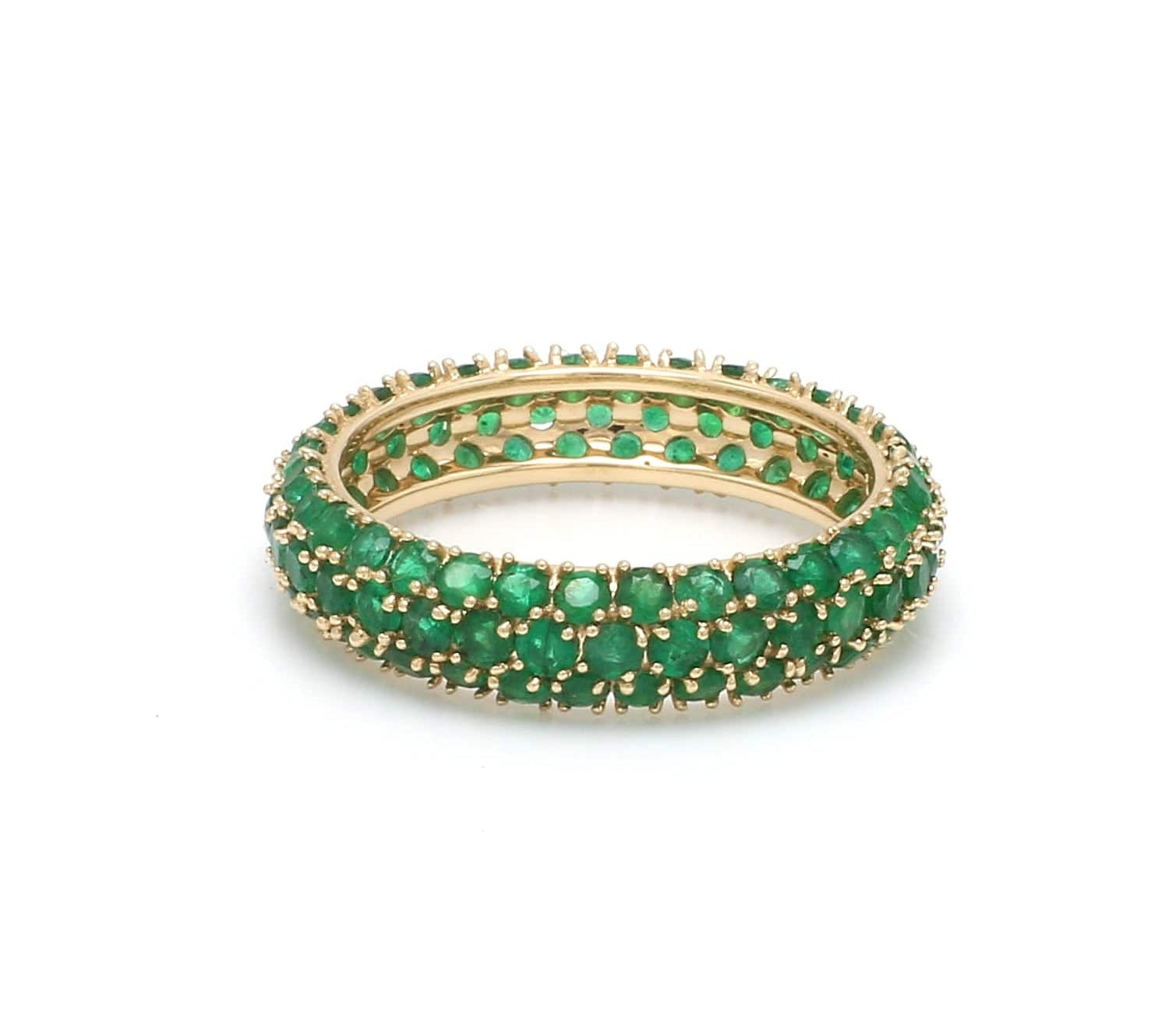 Rings 6 / Yellow Gold / 14K 14K or 18K Gold Pave Emerald Eternity Band