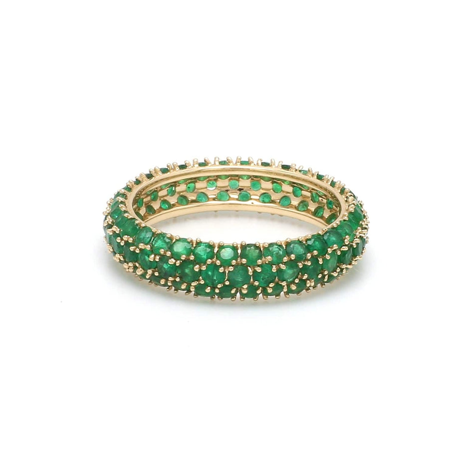 Rings 6 / Yellow Gold / 14K 14K or 18K Gold Pave Emerald Eternity Band