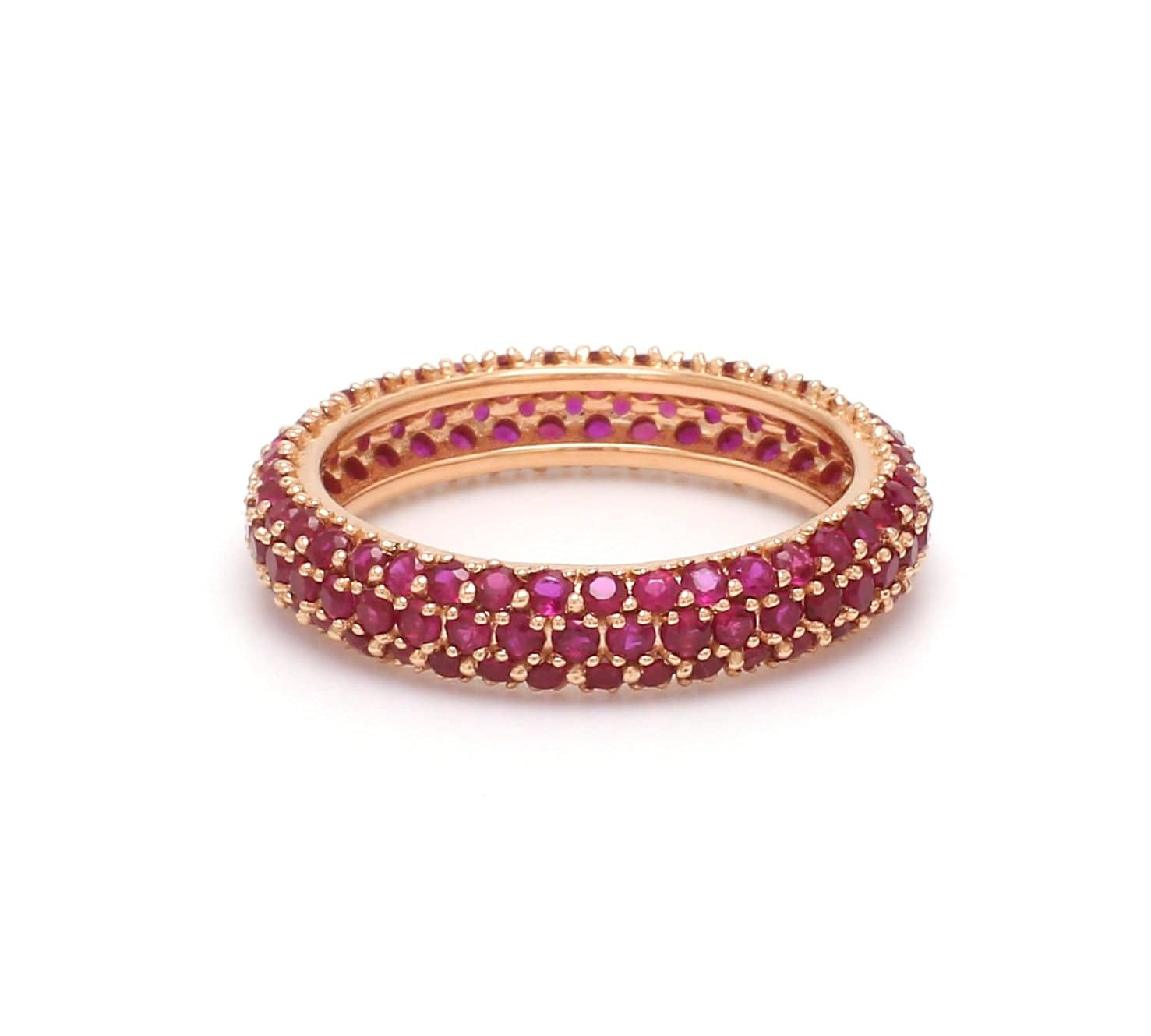 Rings 6 / Yellow Gold / 14K 14K or 18K Gold Pave Ruby Eternity Band