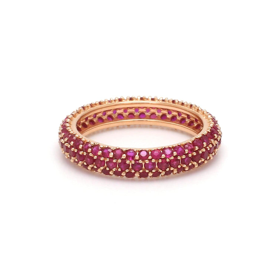 Rings 6 / Yellow Gold / 14K 14K or 18K Gold Pave Ruby Eternity Band