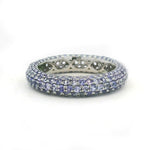 Rings 6 / Yellow Gold / 14K 14K or 18K Gold Pave Tanzanite Inside Outside Dome Eternity Band