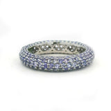 Rings 6 / Yellow Gold / 14K 14K or 18K Gold Pave Tanzanite Inside Outside Dome Eternity Band